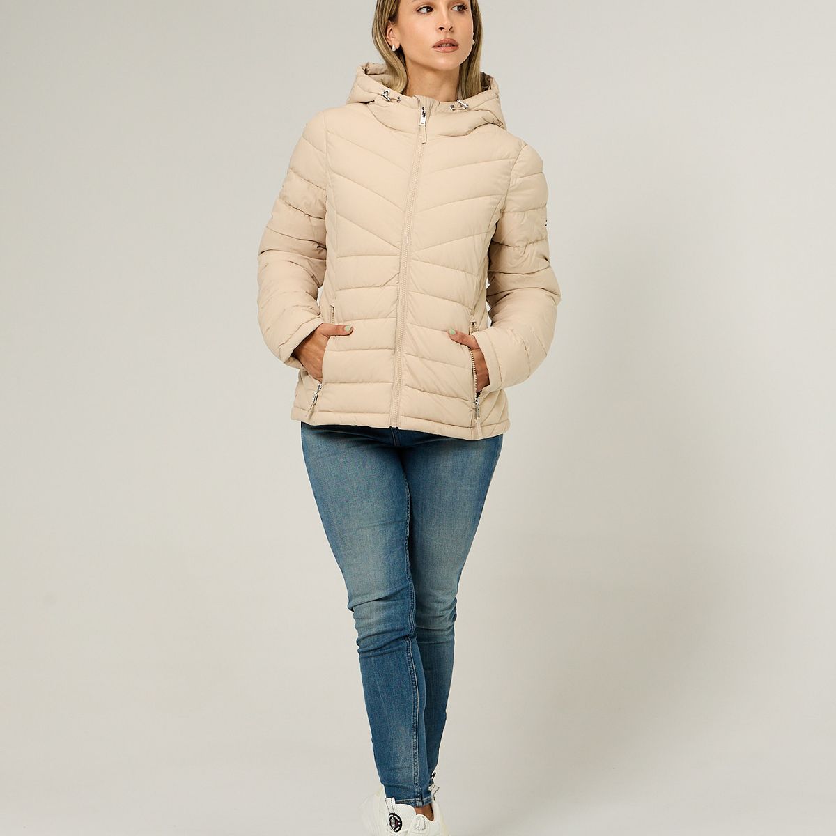 TOMMY HILFIGER - Parka Ligera Acolchada Beige Tommy Hilfiger