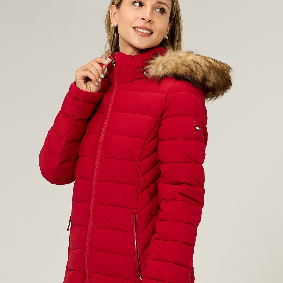TOMMY HILFIGER - Parka Puffer Acolchada Rojo Tommy Hilfiger