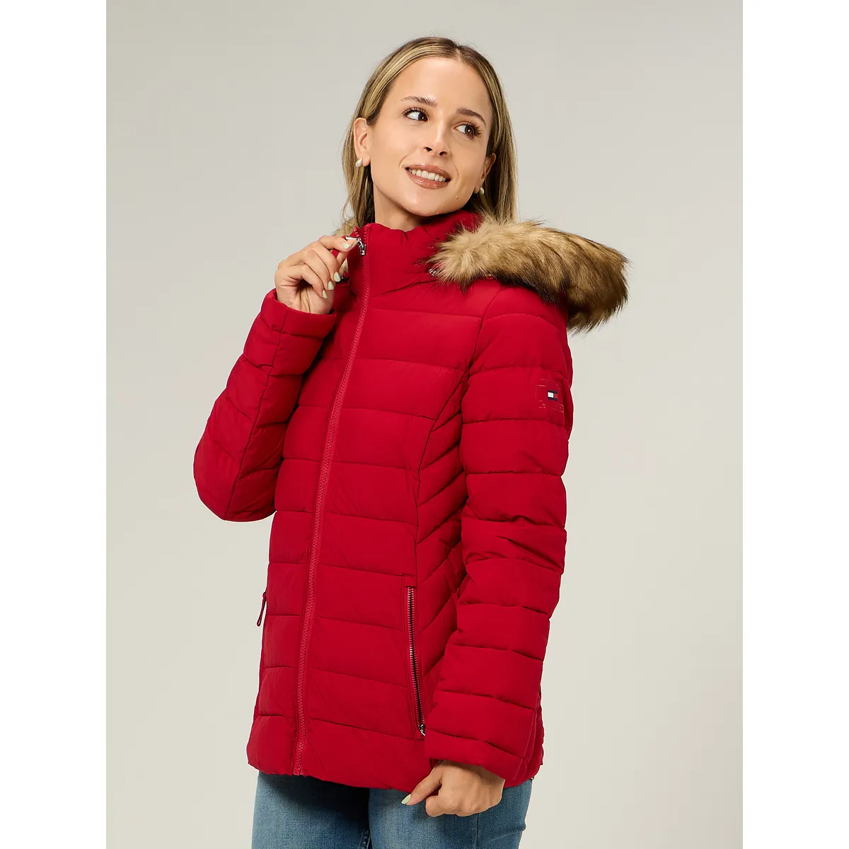 TOMMY HILFIGER - Parka Puffer Acolchada Rojo Tommy Hilfiger