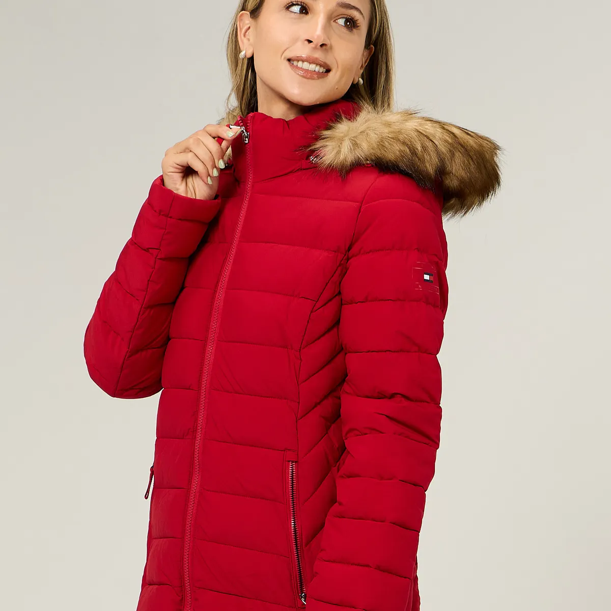 TOMMY HILFIGER - Parka Puffer Acolchada Rojo Tommy Hilfiger