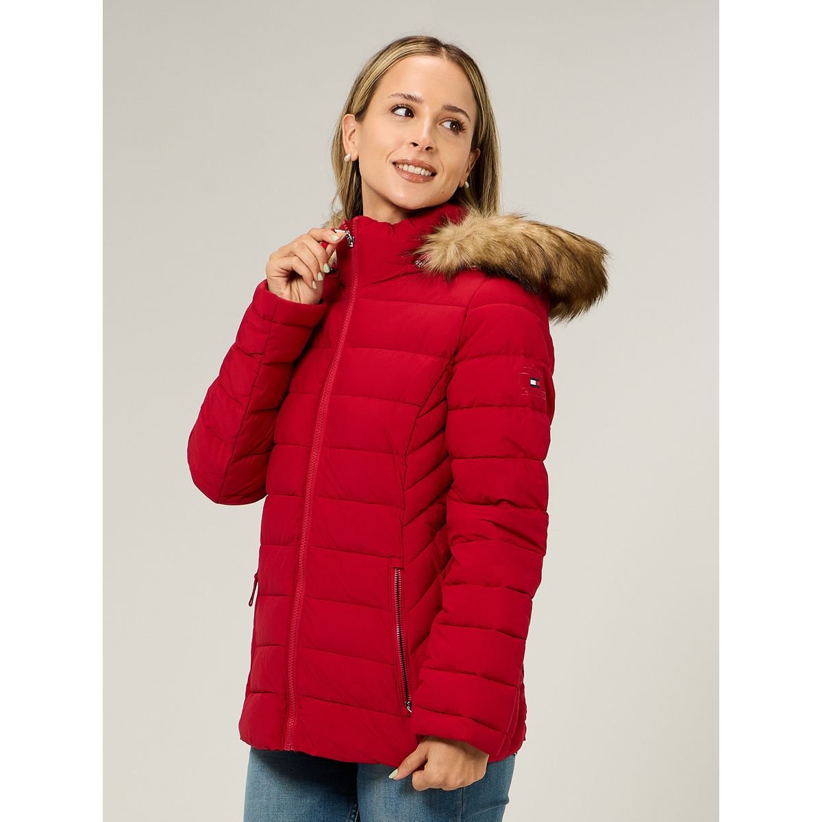 TOMMY HILFIGER - Parka Puffer Acolchada Rojo Tommy Hilfiger