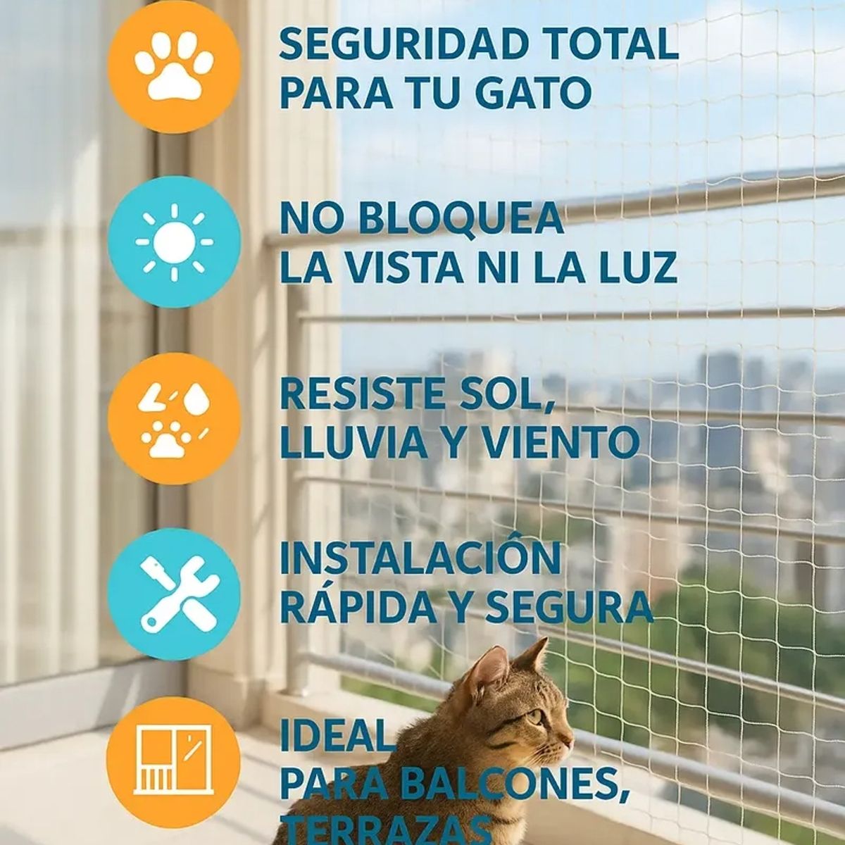 GENERICO - Malla Resistente Balcón Mascotas Nailon Transparente 4x3 Mts