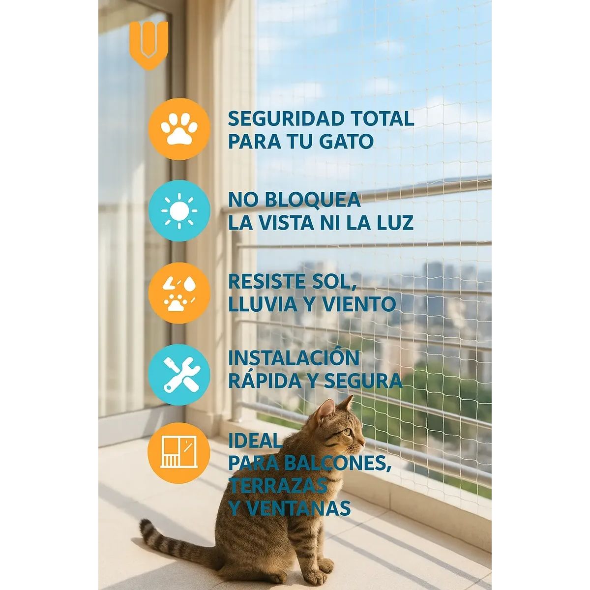 GENERICO - Malla Resistente Balcón Mascotas Nailon Transparente 4x3 Mts