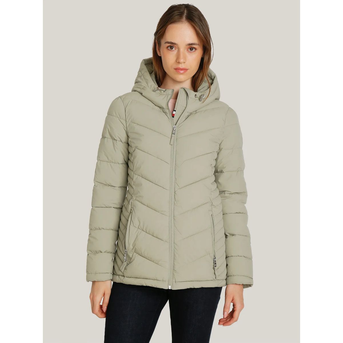 TOMMY HILFIGER - Parka Ligera Acolchada Gris Tommy Hilfiger