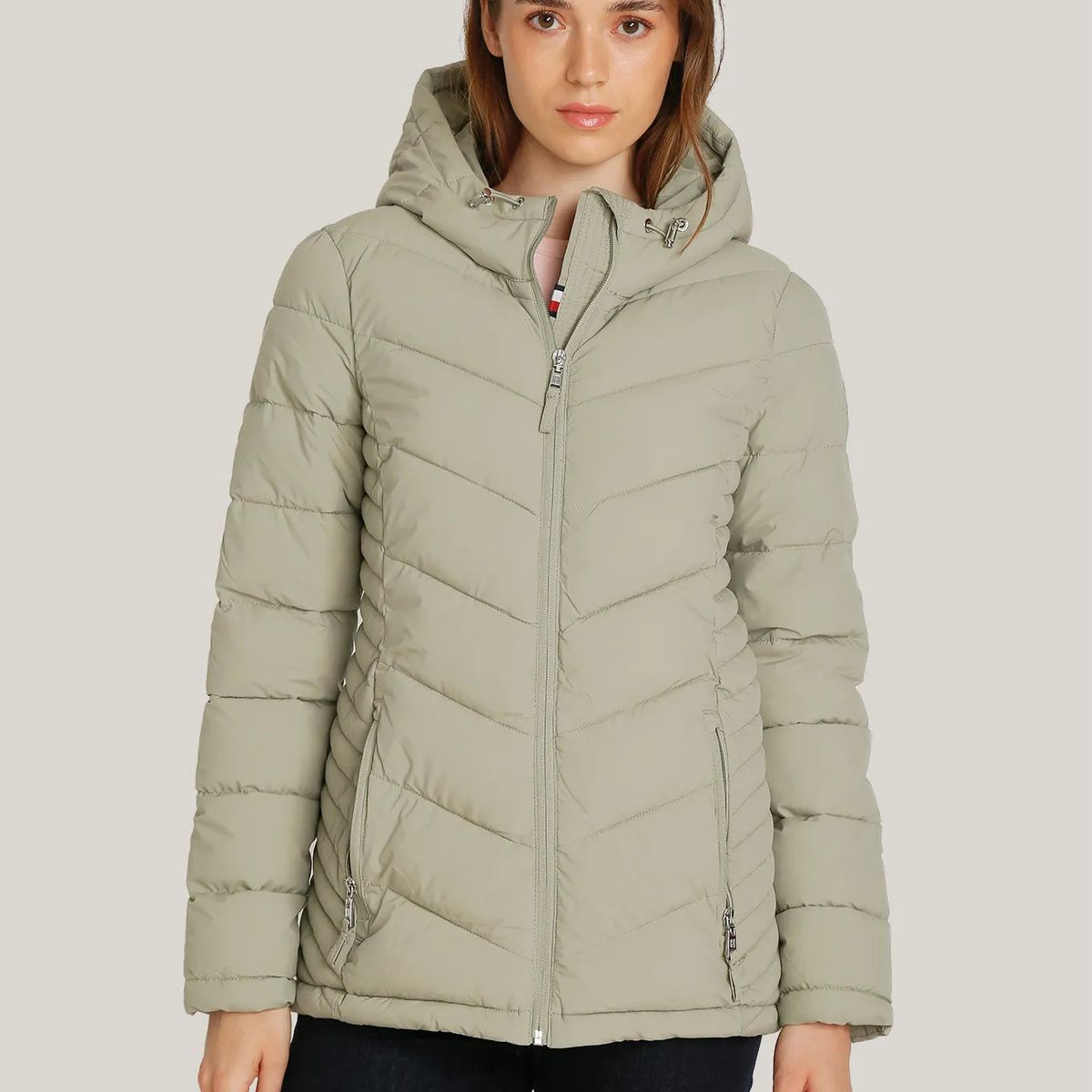TOMMY HILFIGER - Parka Ligera Acolchada Gris Tommy Hilfiger