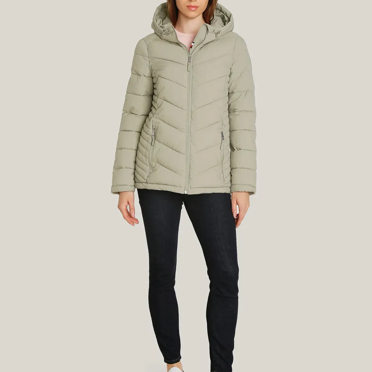 TOMMY HILFIGER - Parka Ligera Acolchada Gris Tommy Hilfiger