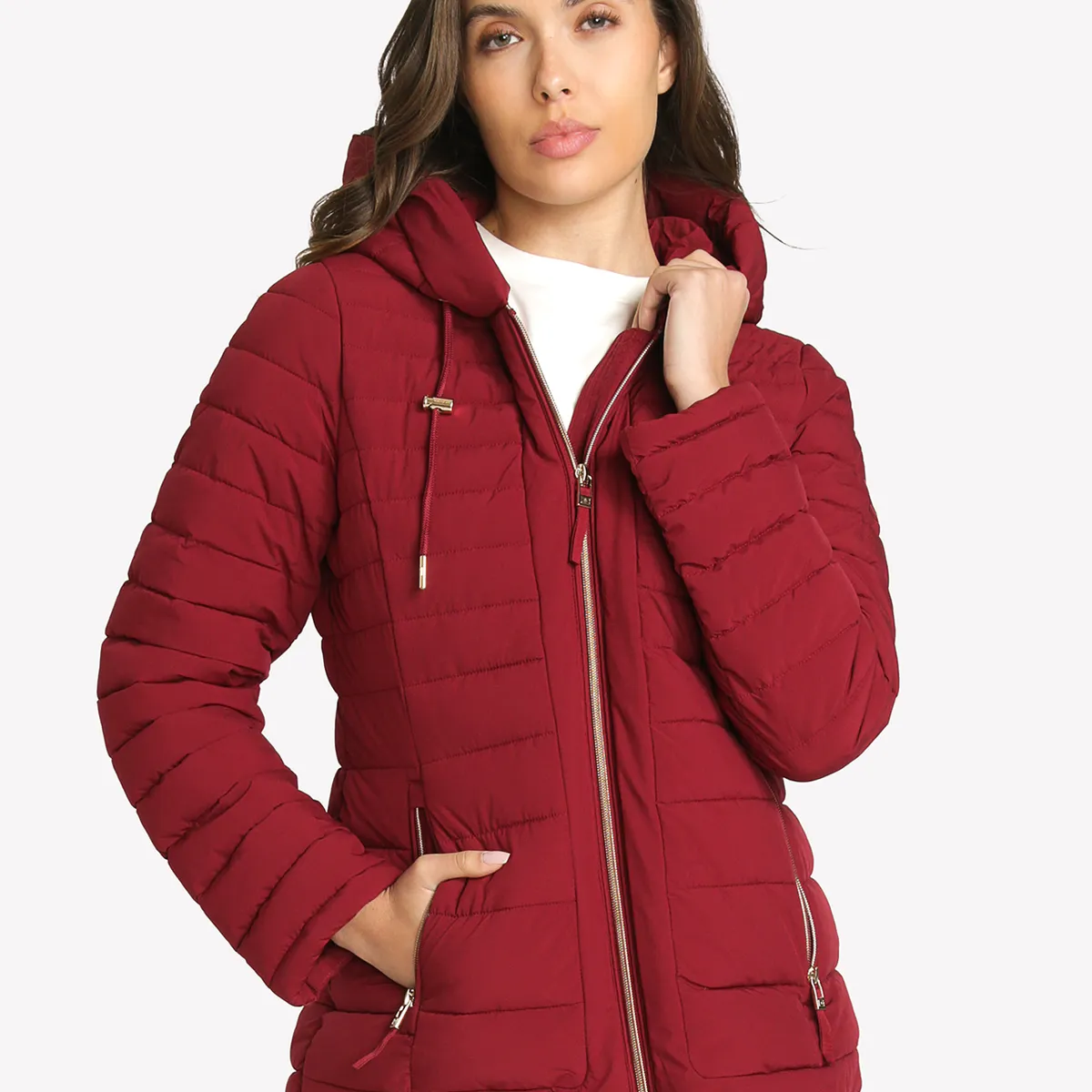 TOMMY HILFIGER - Parka Ligera Acolchada Burdeo Tommy Hilfiger