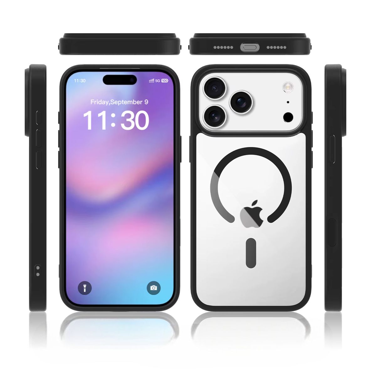 GENERICO - Carcasa Transparente Magsafe Para iPhone 17 Pro Max / Negro