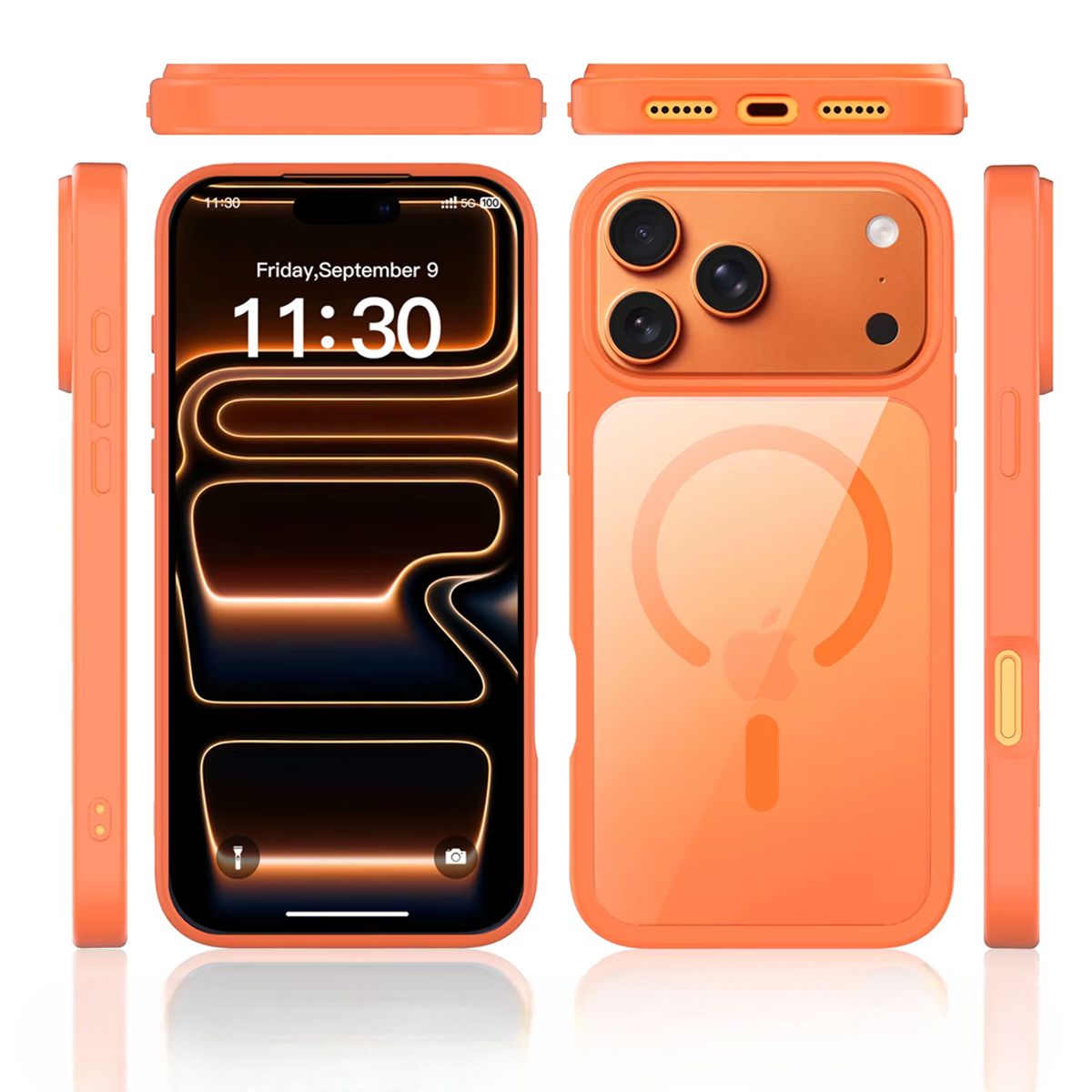 GENERICO - Carcasa Transparente Magsafe Para iPhone 17 Pro Max / Naranja