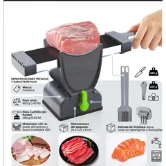 GENERICO - Cortadora Rebanadora Carne Manual Acero Inoxidable Salmon Fiambre Laminas Uniformes Cocina