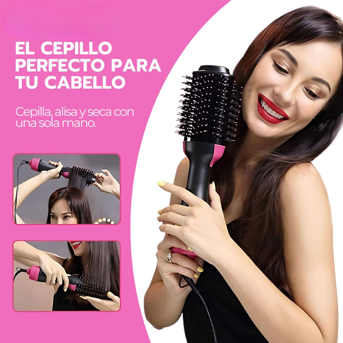 MOVI - “CEPILLO ALISADOR Y  SECADOR 3 EN 1  ANTI FRIZZ :CABELLO LISO Y BRILLANTE EN MINUTOS”
