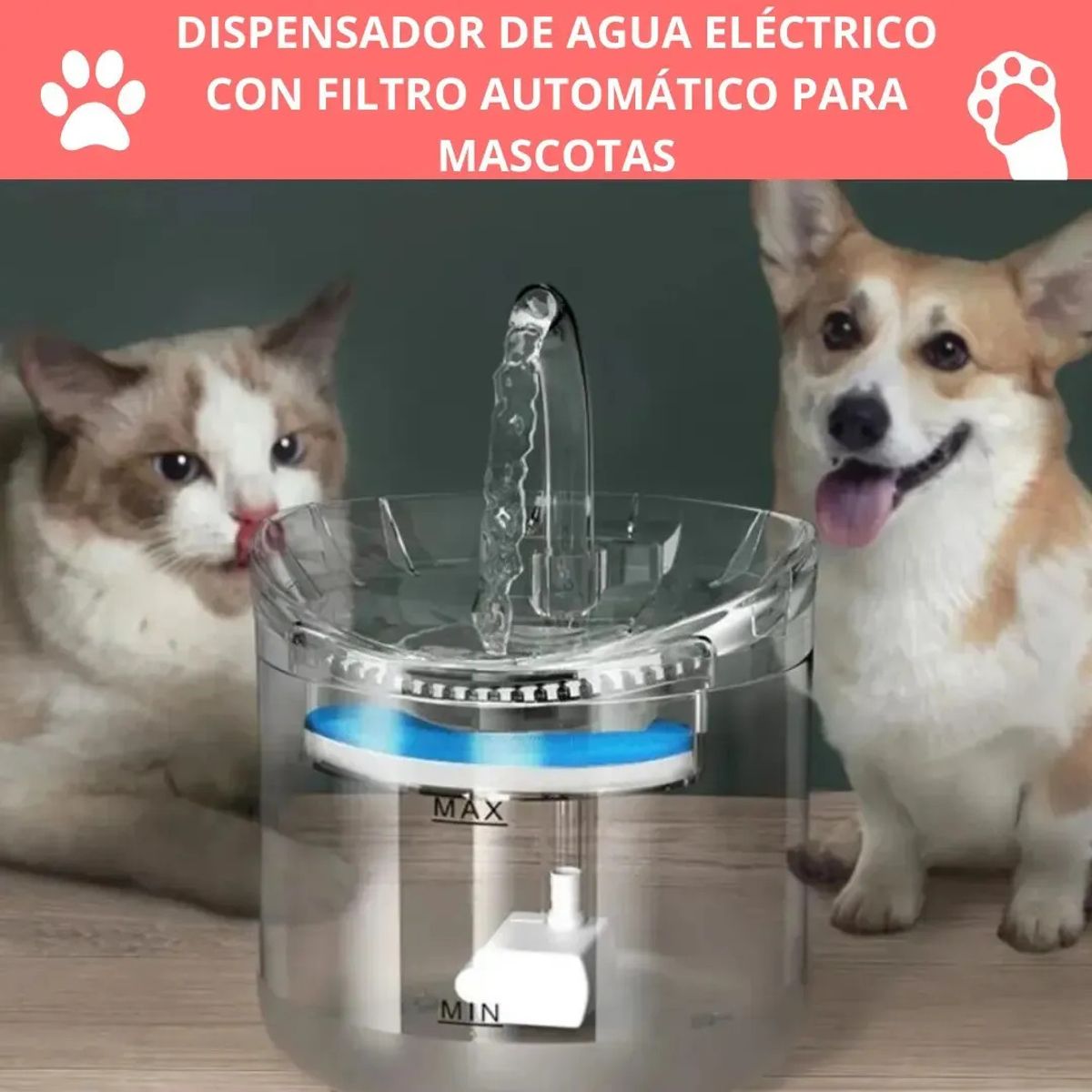 GENERICO - Bebedero Dispensador Agua Automatico Gatos Perros Con Sensor