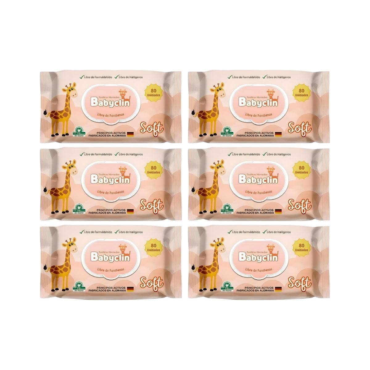 GENERICO - Pack 6 paquetes Toallitas Humedas Babyclin Soft 80un