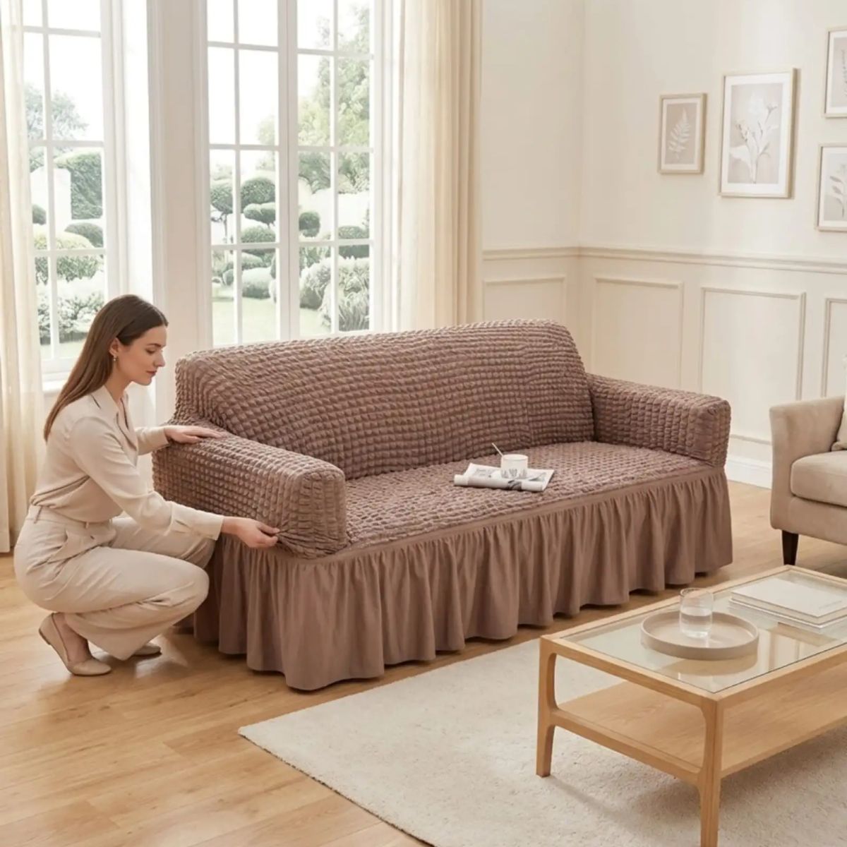 GENERICO - Protector De Sillón Turco 2 Cuerpos Diseño Elegante