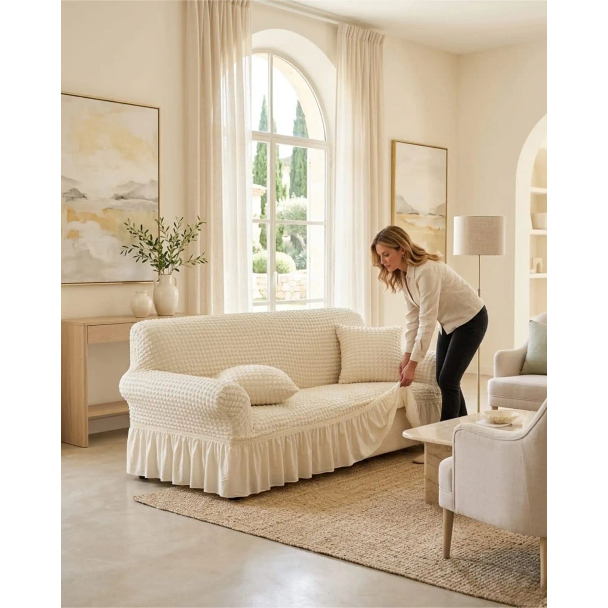 GENERICO - Protector De Sillón Turco 2 Cuerpos Diseño Elegante