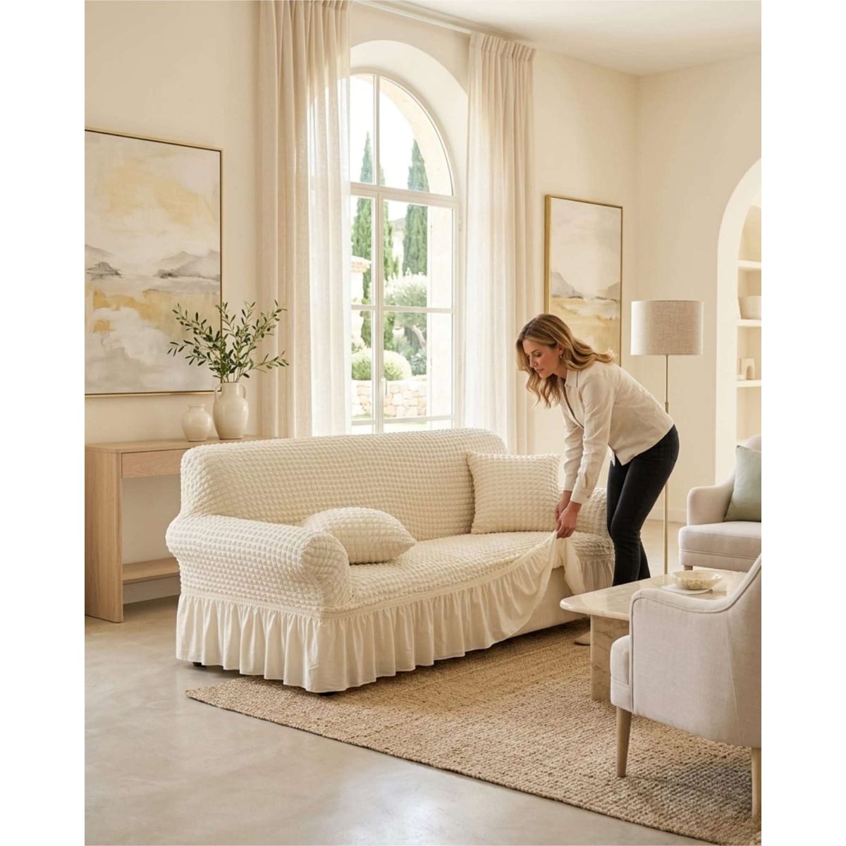GENERICO - Protector De Sillón Turco 3 Cuerpos Diseño Elegante