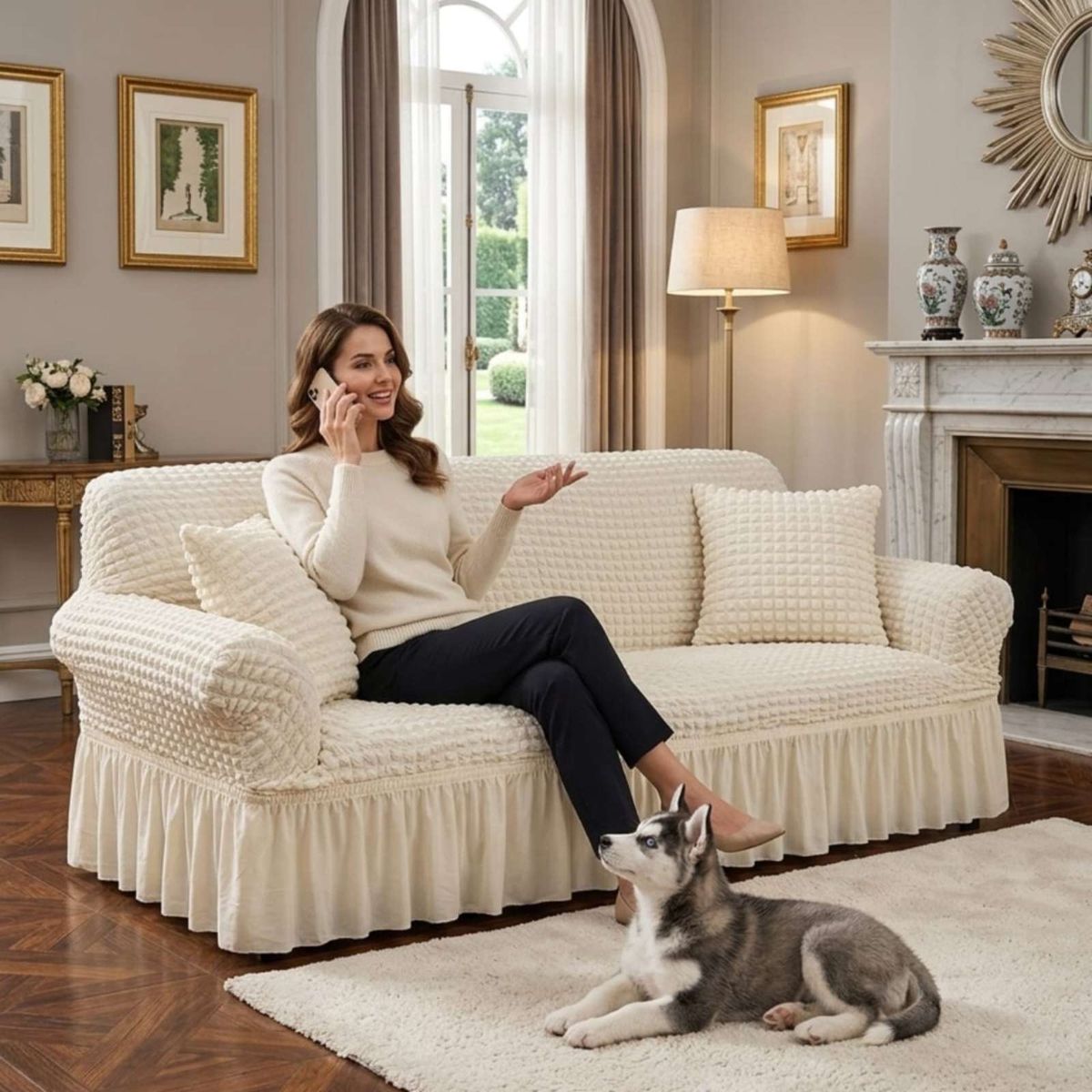 GENERICO - Protector De Sillón Turco 3 Cuerpos Diseño Elegante