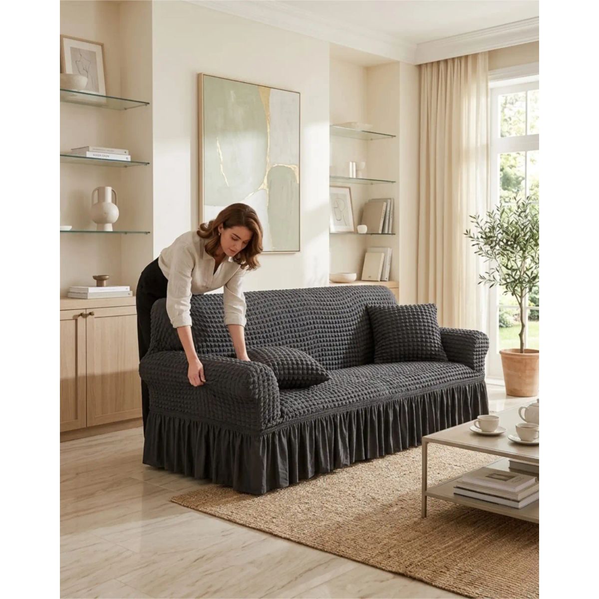 GENERICO - Protector De Sillón Turco 4 Cuerpos Diseño Elegante