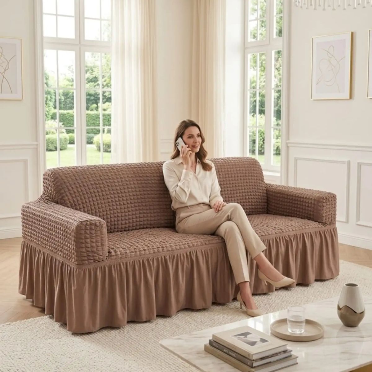 GENERICO - Protector De Sillón Turco 4 Cuerpos Diseño Elegante