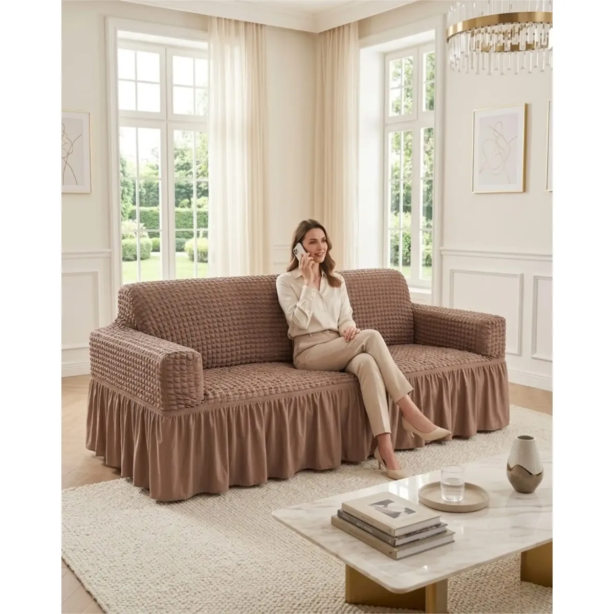 GENERICO - Protector De Sillón Turco 4 Cuerpos Diseño Elegante
