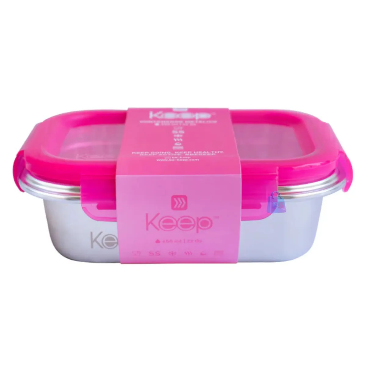 KEEP - Hermético Keep 650ml Acero + Cubiertos On The Go Rosa - PS