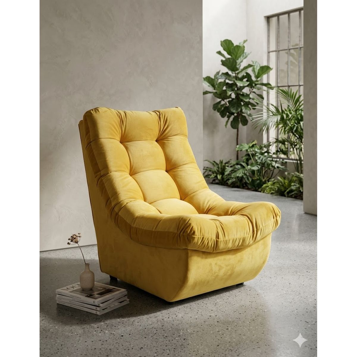 GENERICO - Sofa descanso curvo amarillo felpa