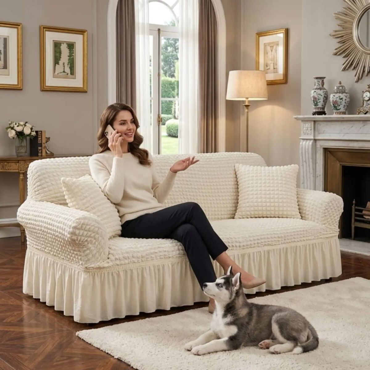 GENERICO - Protector De Sillón Turco 2 Cuerpos Diseño Elegante