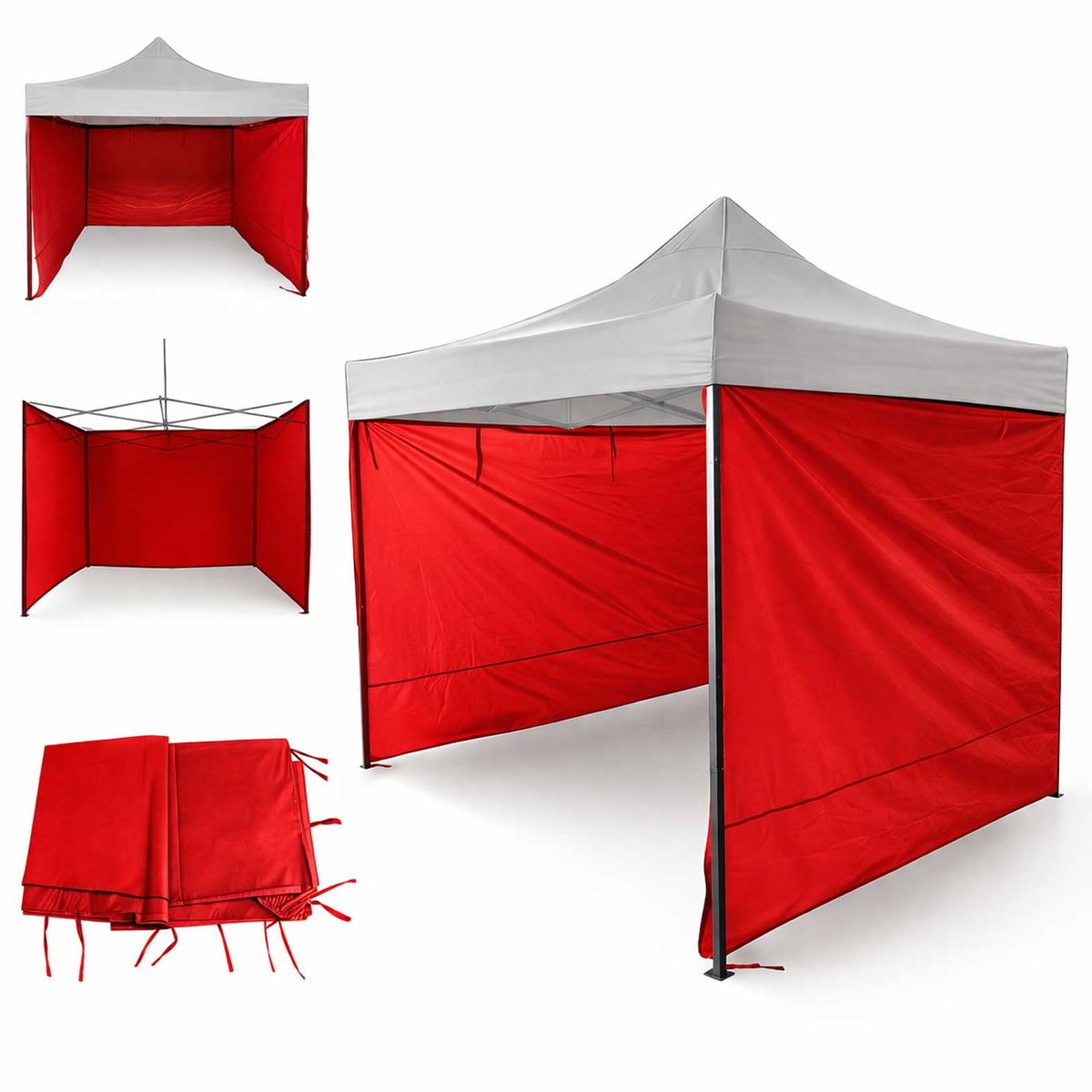 GENERICO - Lona Impermeable Lateral Carpa Universal Toldo 3x3x3mt Roja