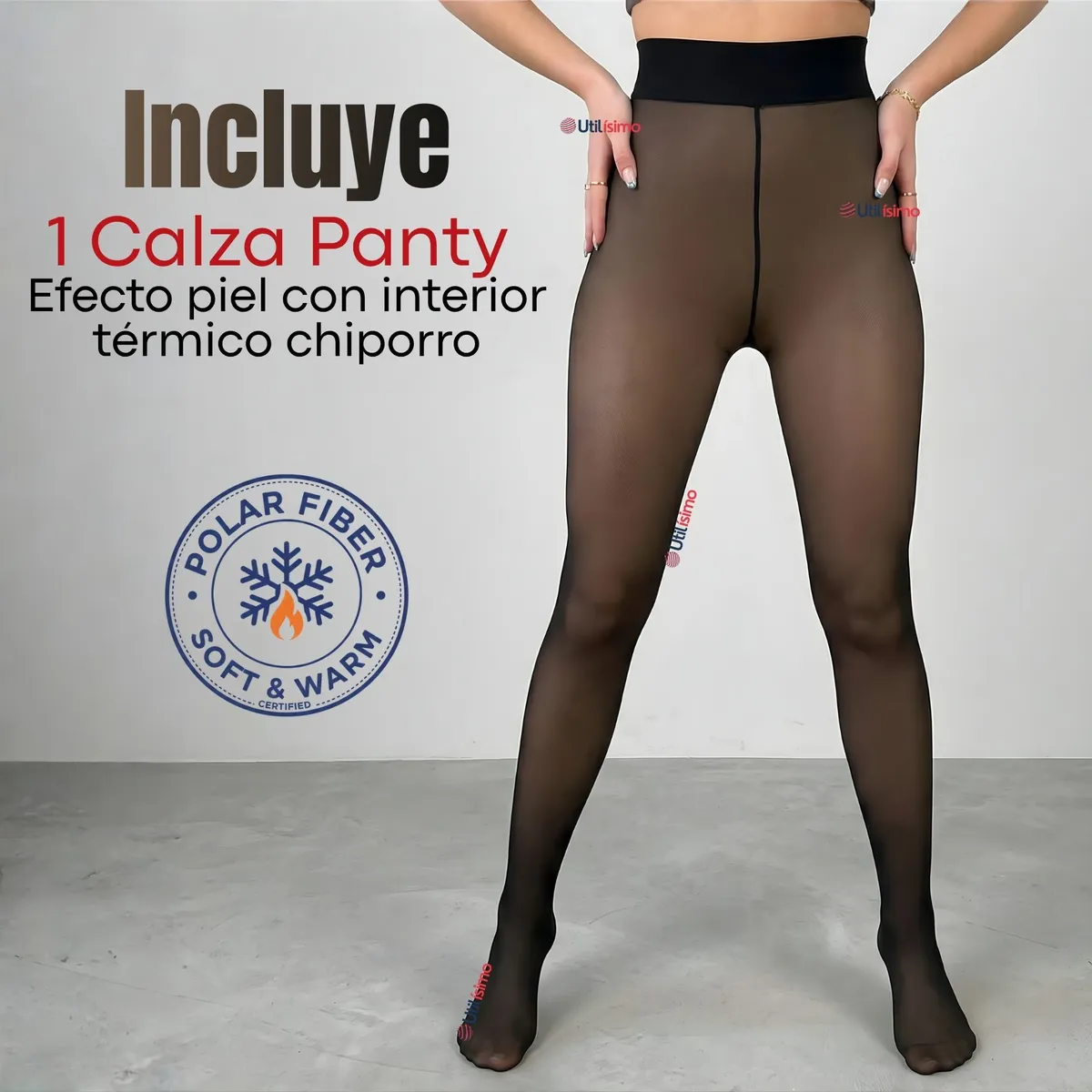 UTILISIMO - Calza Panty Efecto Piel Con Chiporro Polar Térmica Mujer Elasticada