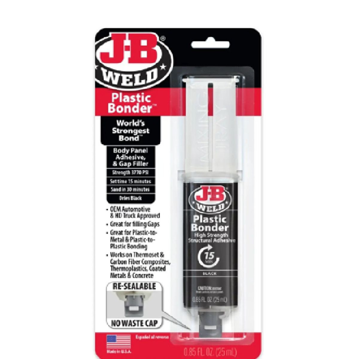 GENERICO - Adhesivo para plásticos de 0.85 oz Negro J-B Weld 50139