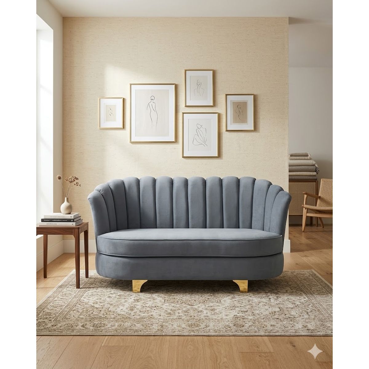 GENERICO - sofa 3 cuerpo petalo gris felpa