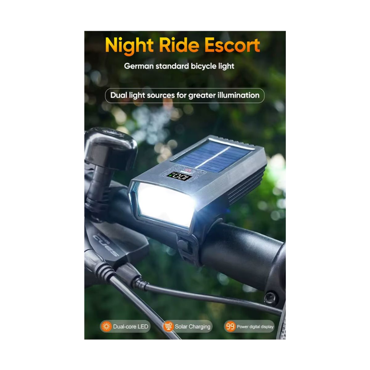 TIOZONEY - Luz Led Delantera Bicicleta Recargable Solar Pantalla Digital