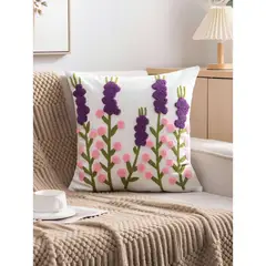 ALMA & DECO - Set 2 Fundas para Cojín Bordado Lavanda Rosa 45x45 cm
