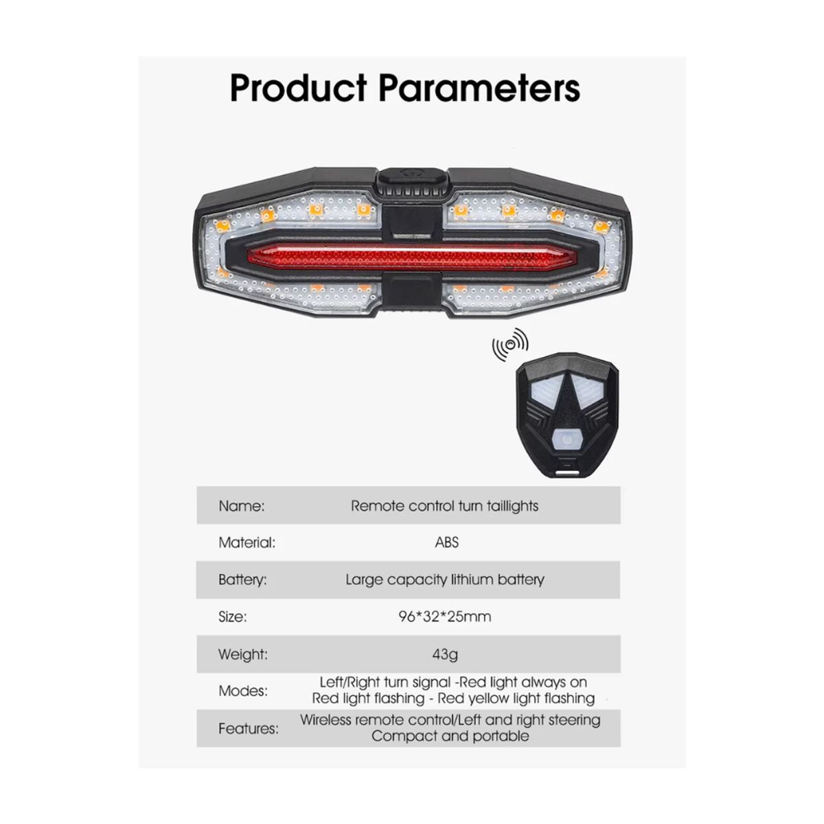 TIOZONEY - Luz Trasera Led Con Viraje Para Bicicleta Luces Con Control
