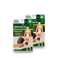VANTELIN - Pack Doble Rodillera Estabilizadora M Negra