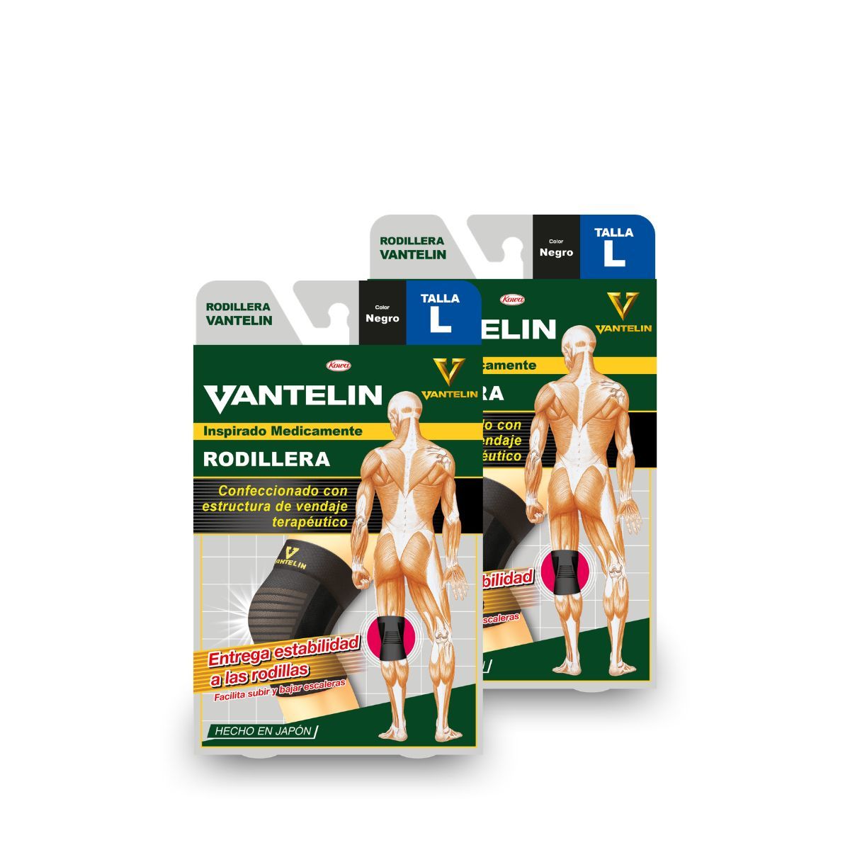 VANTELIN - Pack Doble Rodillera Estabilizadora Vantelin L Negra