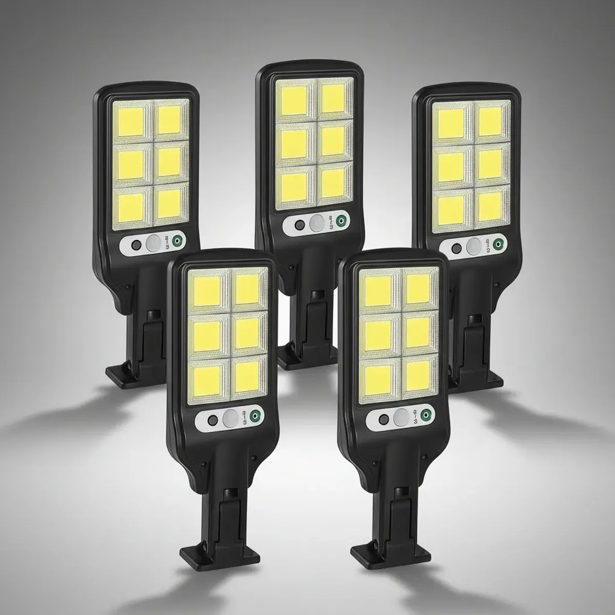 GENERICO - Pack 5 Focos Solares LED Exterior 9 Paneles Sensor Movimiento