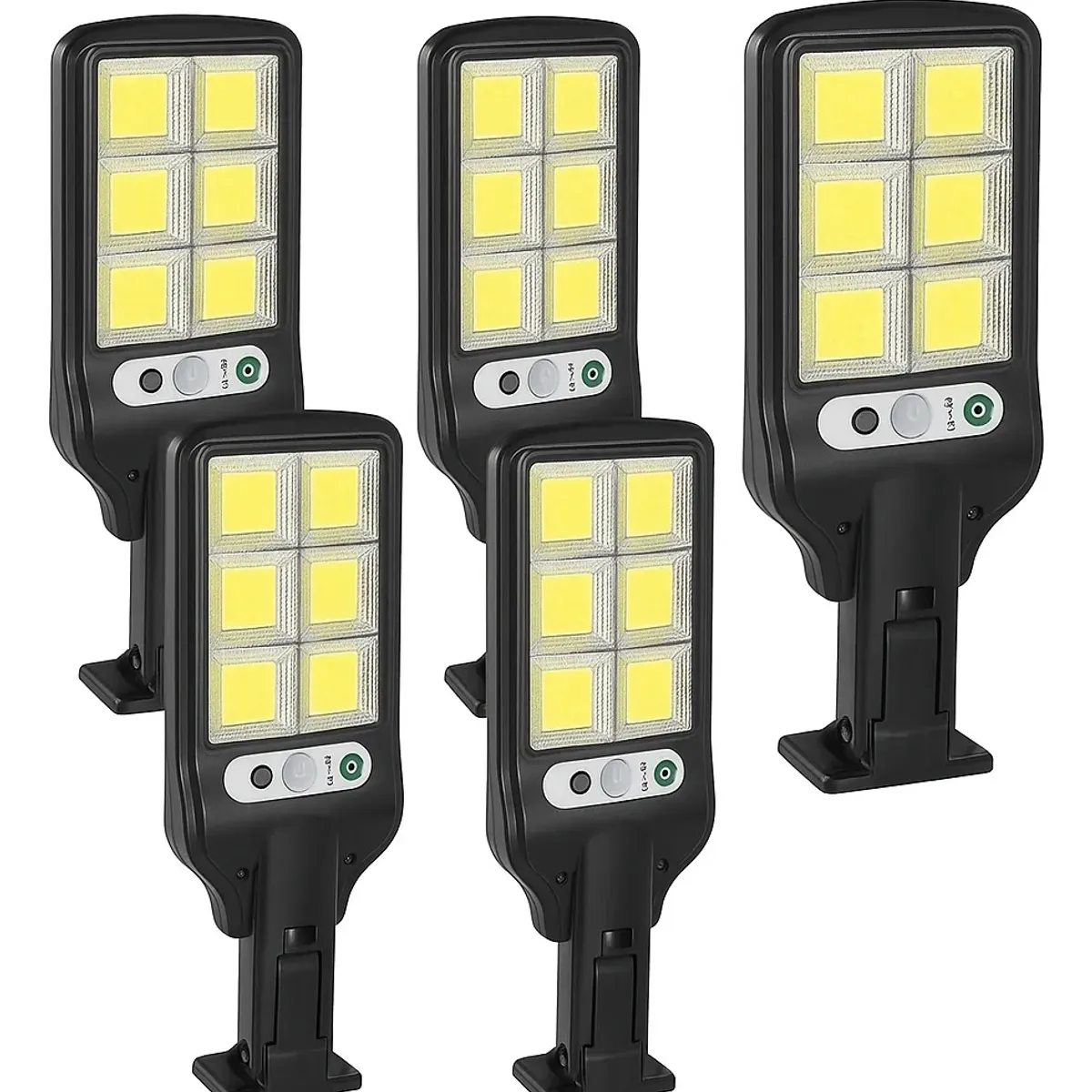 GENERICO - Pack 5 Focos Solares LED Exterior 9 Paneles Sensor Movimiento