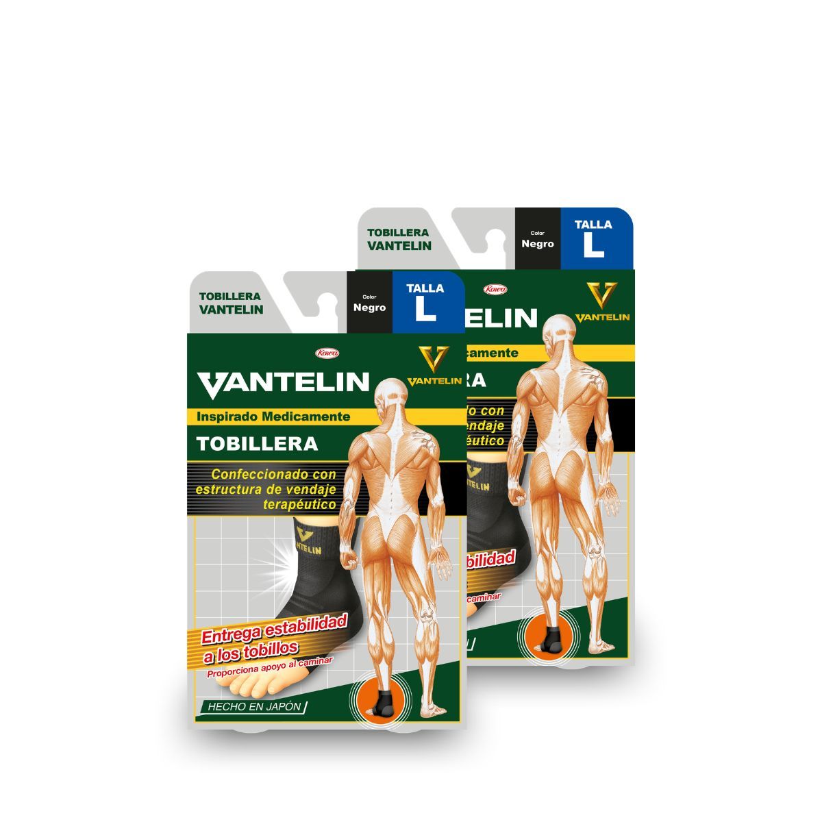 VANTELIN - Pack Doble Tobillera Estabilizadora Vantelin L Negra