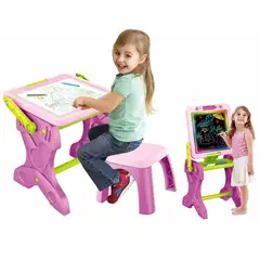 GENERICO - Escritorio Infantil 2 En 1 Con Pizarra Magica + Silla Para Niños