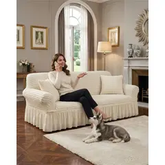 GENERICO - Funda de Sofa Turca de 4 Cuerpo Diseño Premium con Faldon