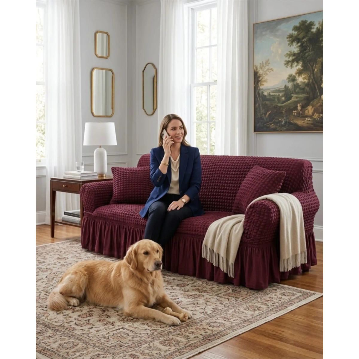 GENERICO - Funda de Sofa Turca de 2 Cuerpo Diseño Premium con Faldon
