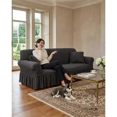 GENERICO - Funda de Sofa Turca de 4 Cuerpo Diseño Premium con Faldon