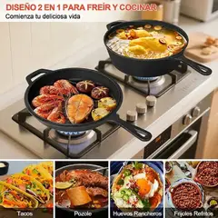 GENERICO - Set 2 Sartenes de Hierro Fundido Gruesa Doble Uso 26cm