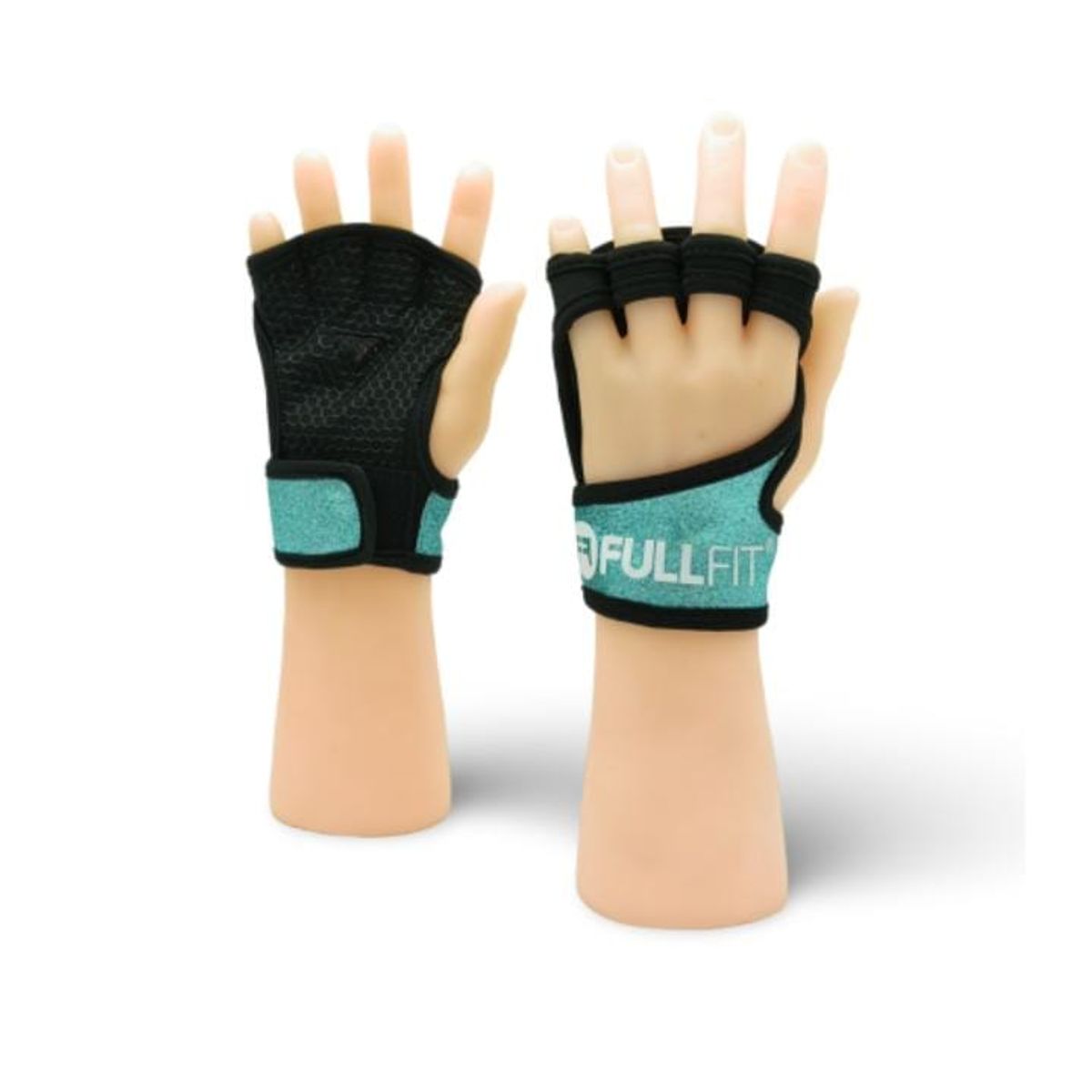 GENERICO - Par Guantes gym Grab Shiny con brillos CIAN  FullFit Talla S