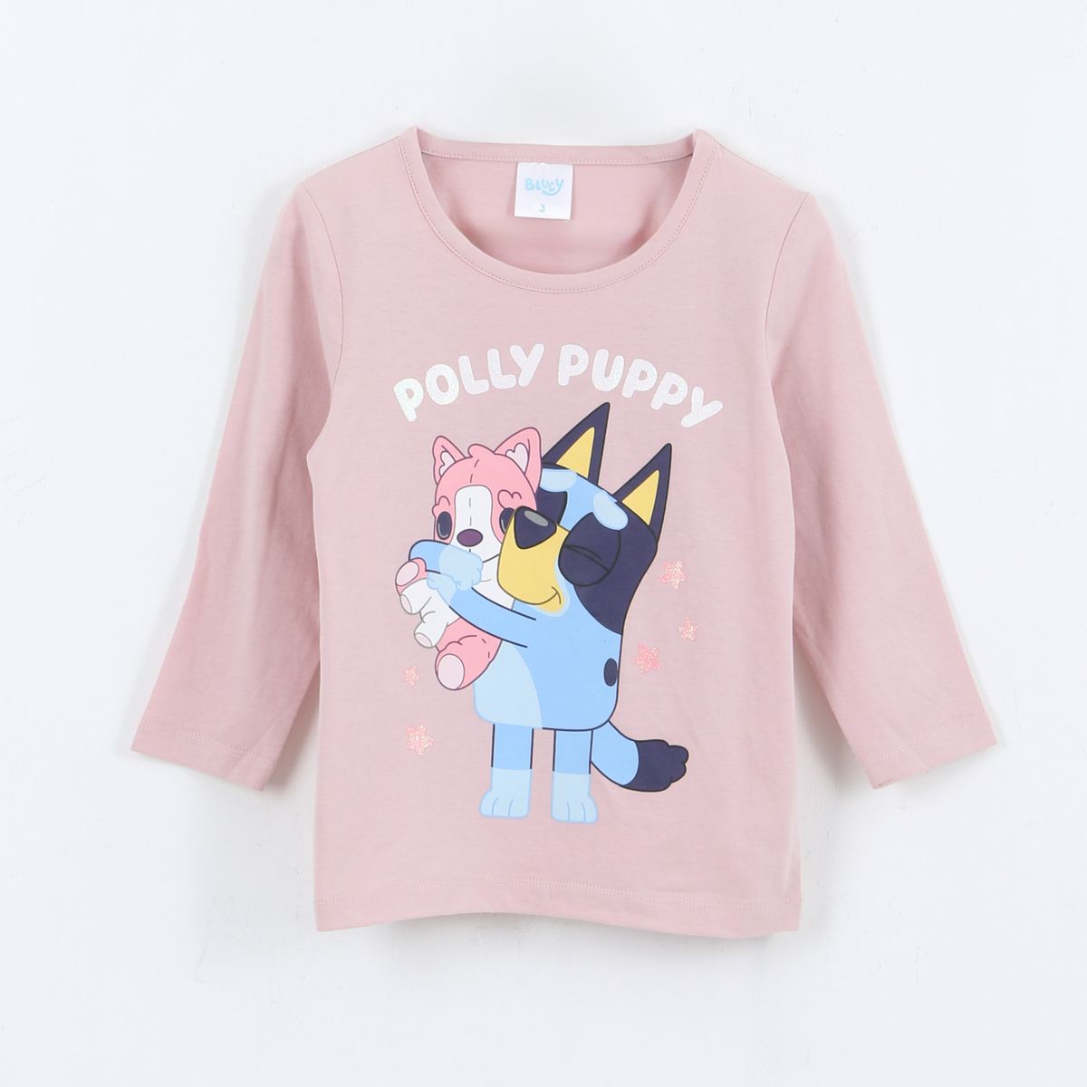 BLUEY - Polera Manga Larga Niña Polly Puppy Rosado Bluey