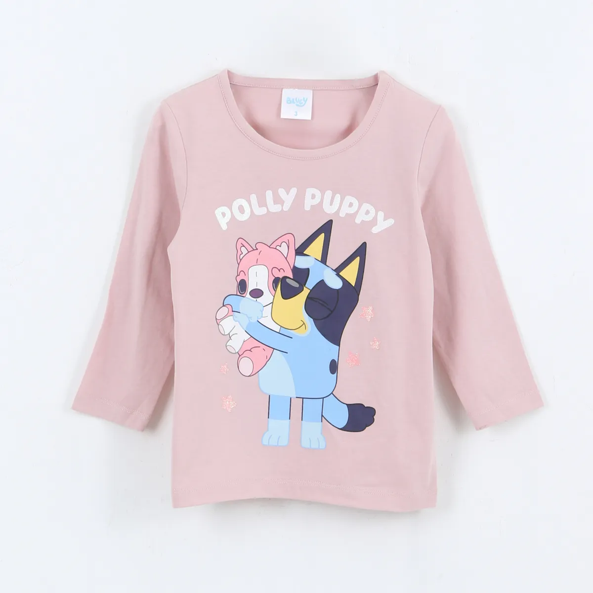 BLUEY - Polera Manga Larga Niña Polly Puppy Rosado Bluey