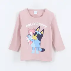 BLUEY - Polera Manga Larga Niña Polly Puppy Rosado