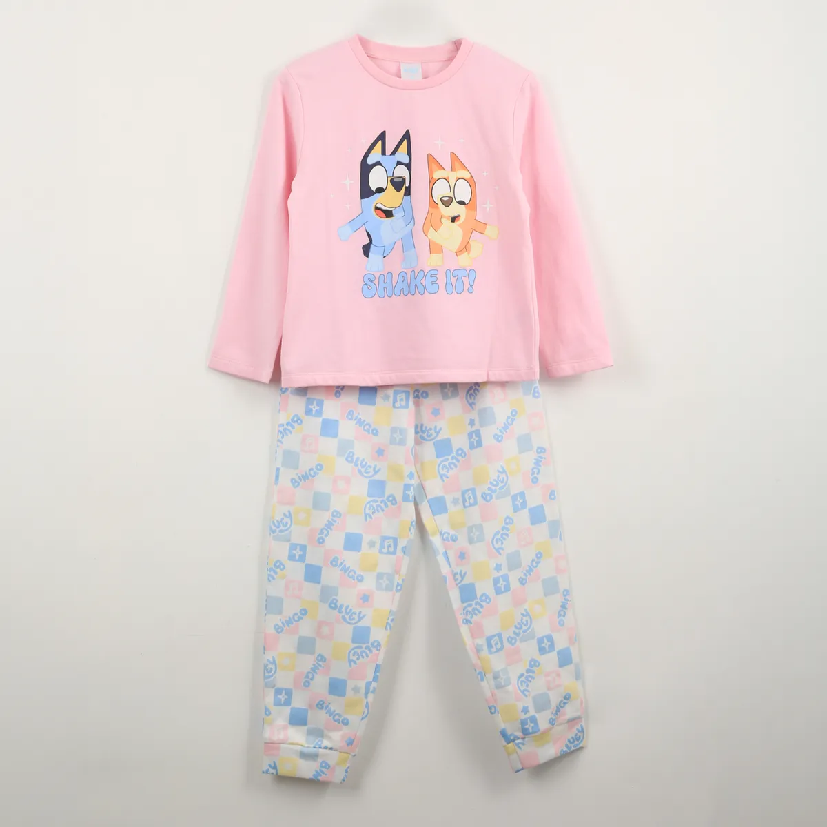 BLUEY - Pijama Manga Larga Niña Shake It Rosado Bingo & Bluey