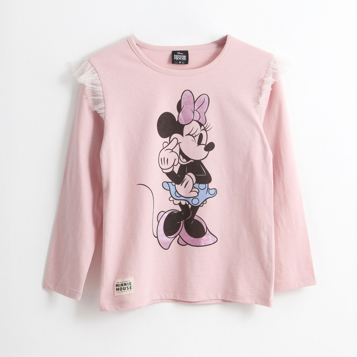 DISNEY - Polera Manga Larga Niña Vuelos Minnie Guiño Rosado Disney